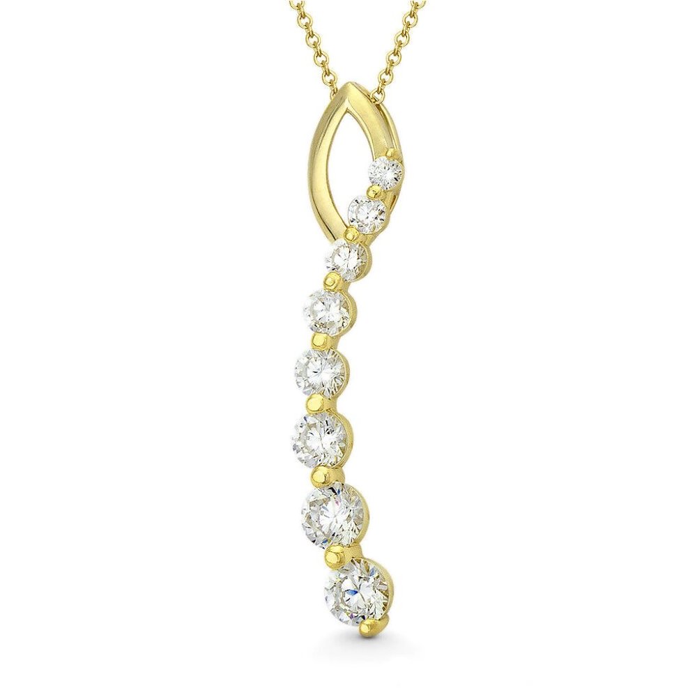 14K Gold Journey Pendant 1.00ct Created Diamonds